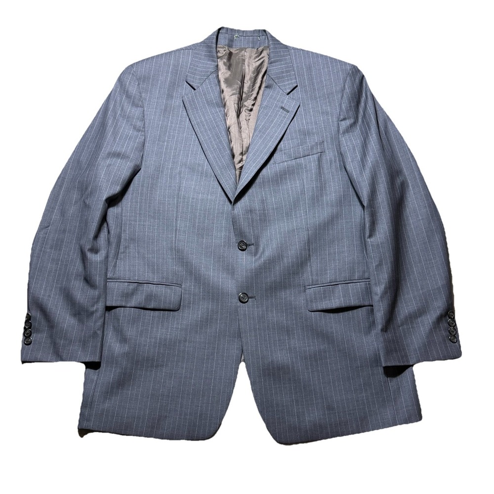 Vintage Lauren Ralph Lauren 44L Gray Pinstripe Wool Blazer Made in Canada